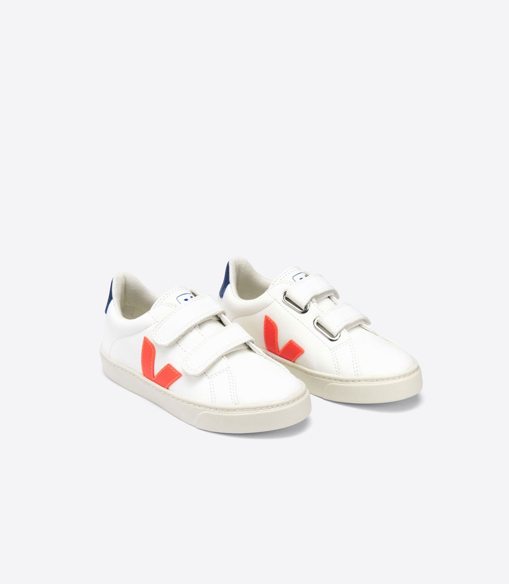 Veja Trainers Kids White/Orange - Esplar Velcro Chromefree - IAVL-68327